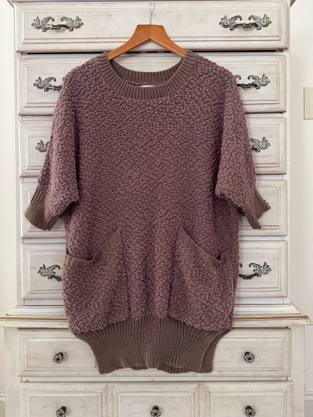 Brown Popcorn Pocketed Sweater